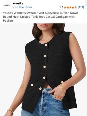 NWT Black Sleeveless Sweater Vest